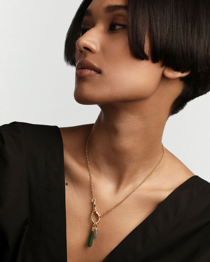 Green Aventurine Large Drop Pendant - 
  
    Sterling Silver / 18K Gold plating
  
