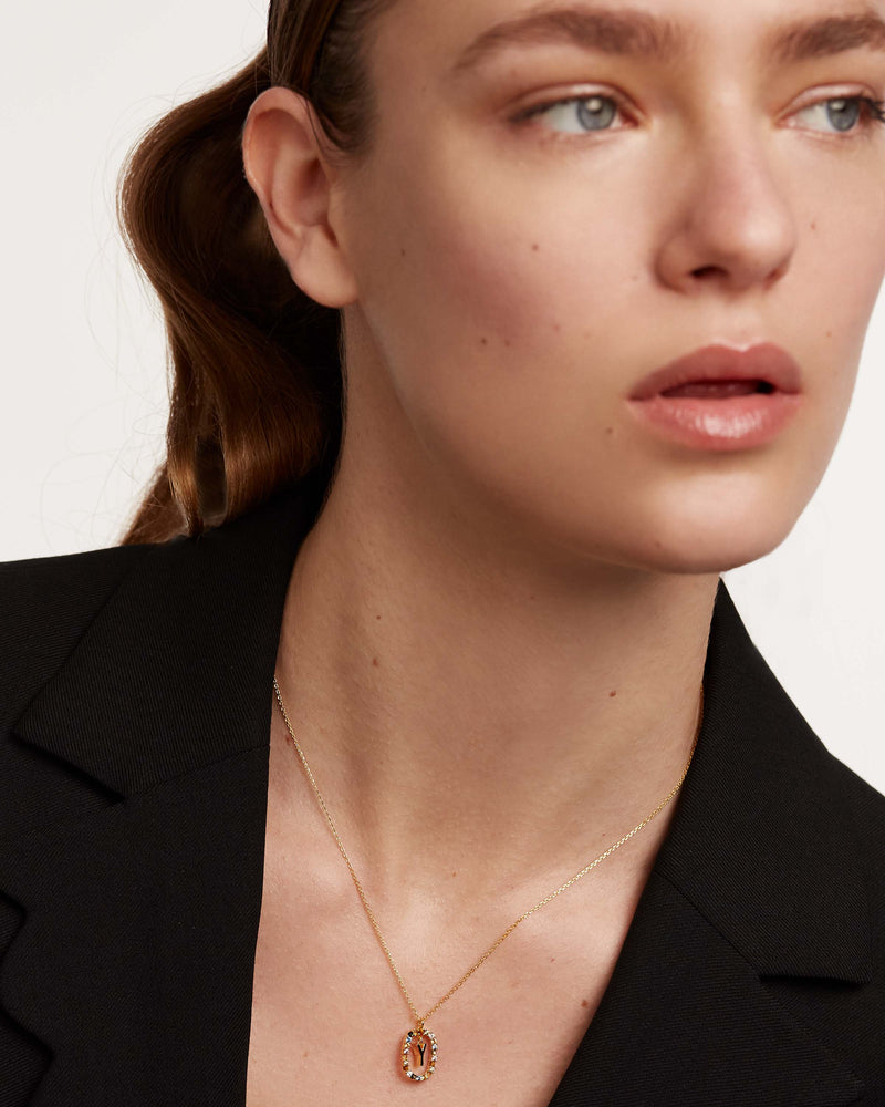 Letter Y Necklace - 
  
    Sterling Silver / 18K Gold plating
  
