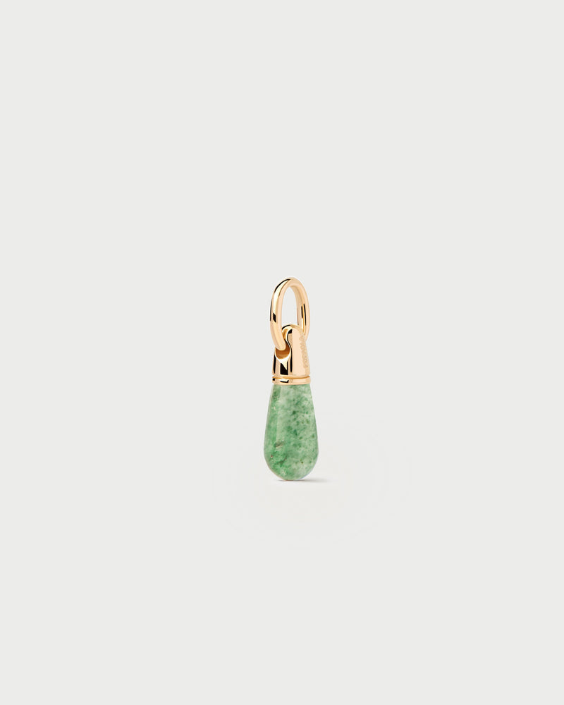 Stackable small green gemstone drop pendant to customize necklace or hoops