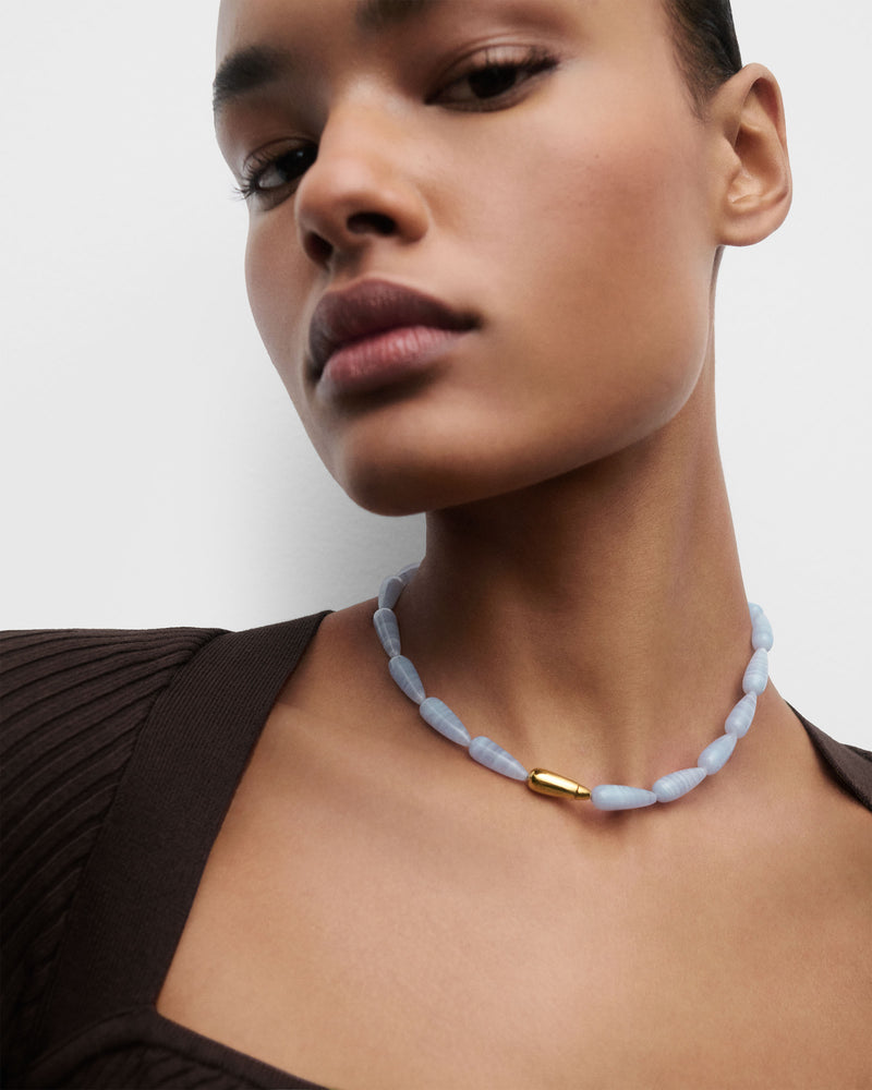 Blue agate Drop necklace - 
  
    Sterling Silver / 18K Gold plating
  
