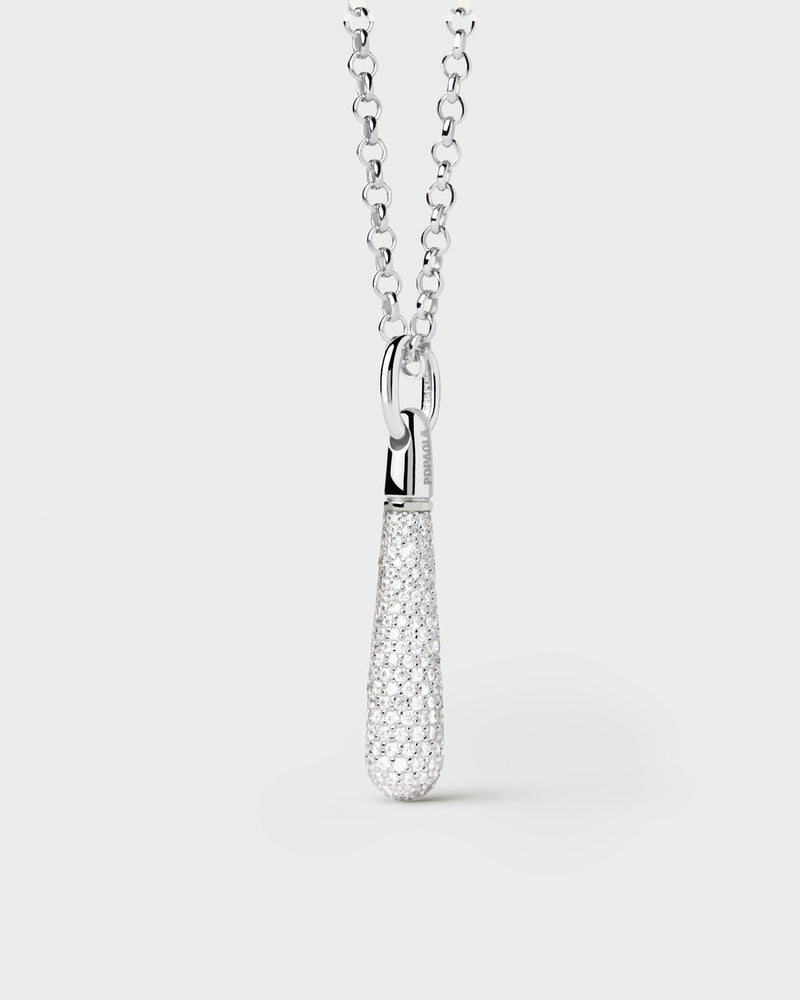 Pavé Large Drop Silver Pendant - 
  
    Sterling Silver
  
