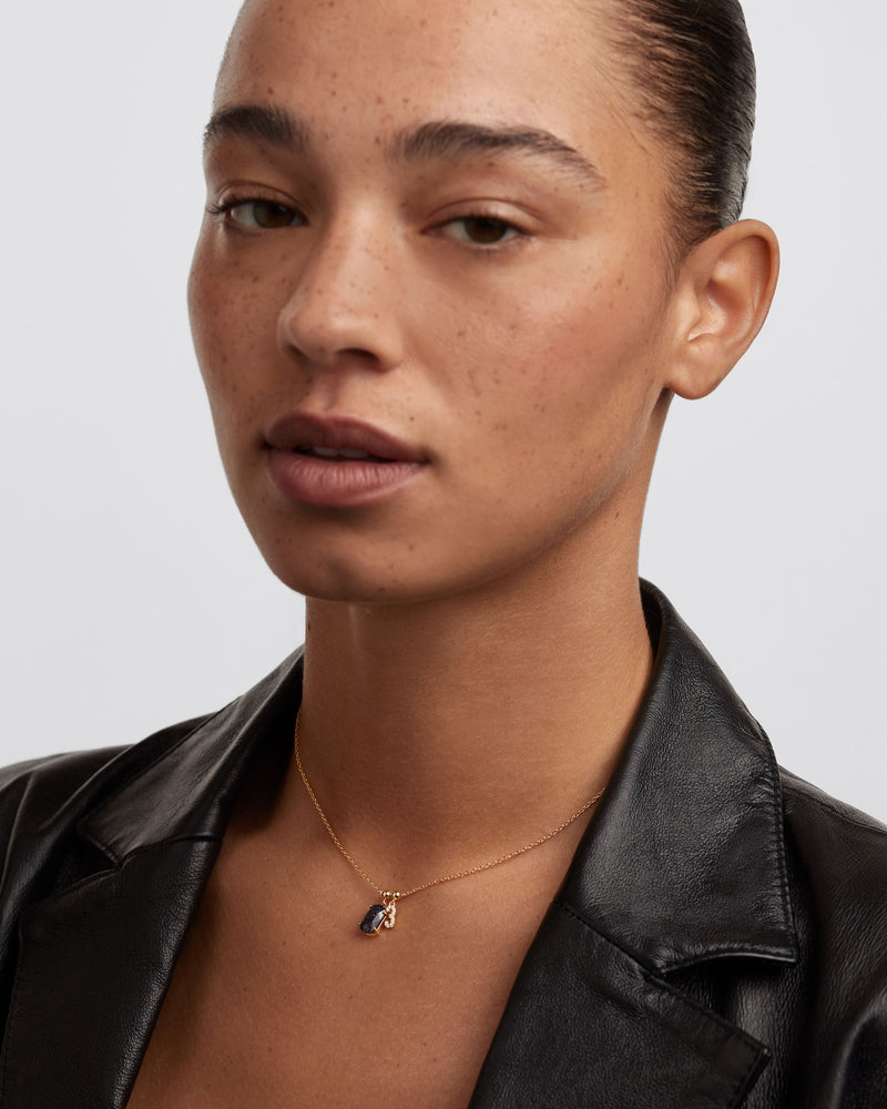 Blue Sandstone Luck Charm - 
  
    Sterling Silver / 18K Gold plating
  
