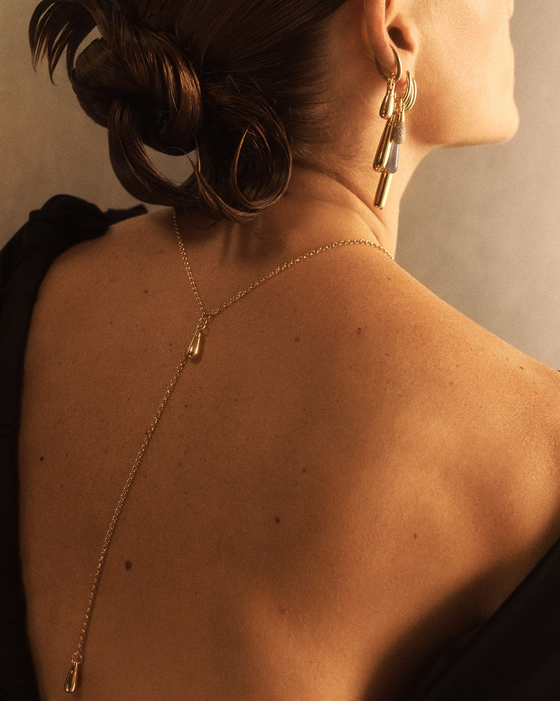 Sliding Y chain necklace with two drop pendants