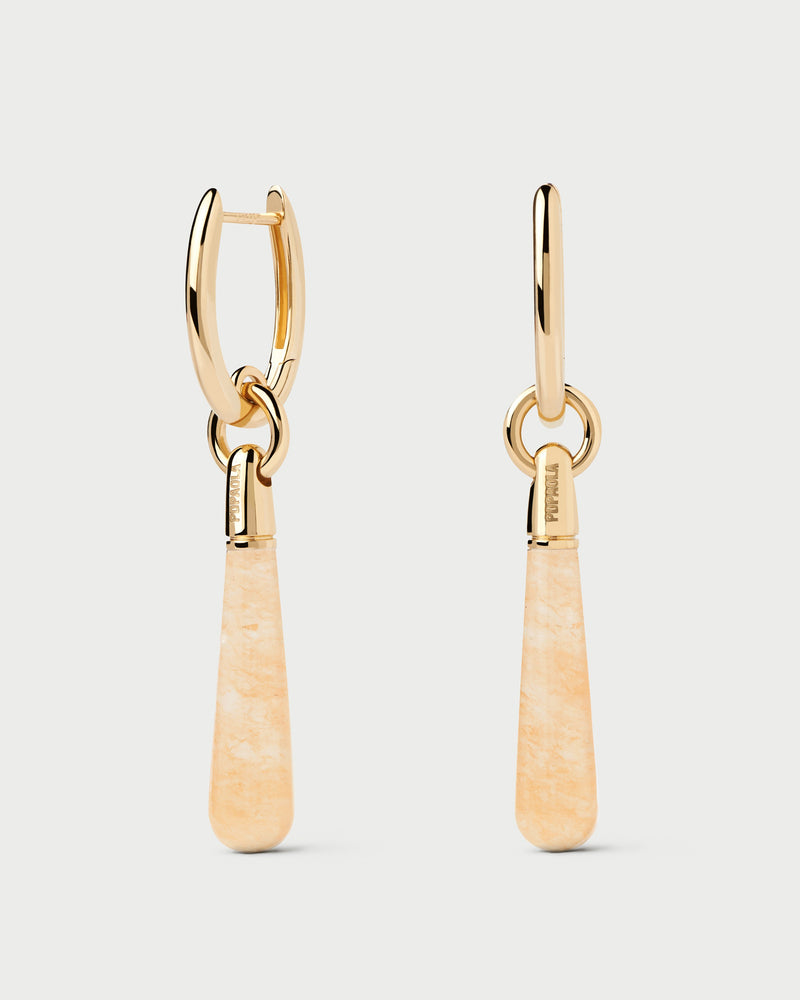 Yellow Aventurine Large Jupiter Single Hoop - 
  
    Sterling Silver / 18K Gold plating
  
