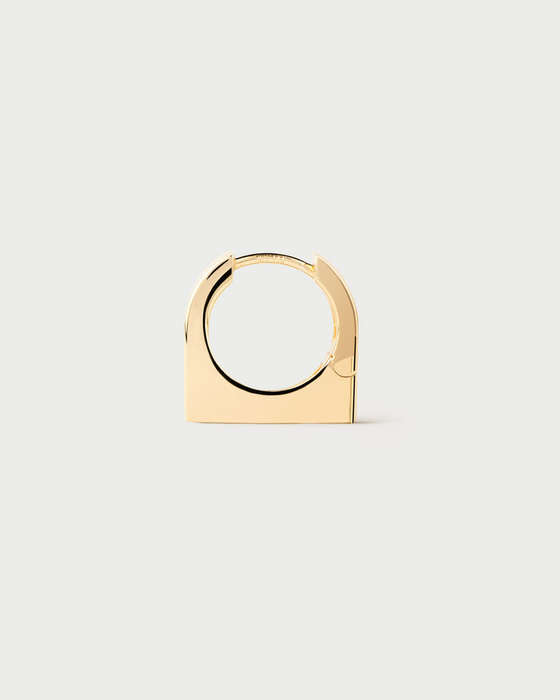 Gold-plated small geometric single hoop with flat square base